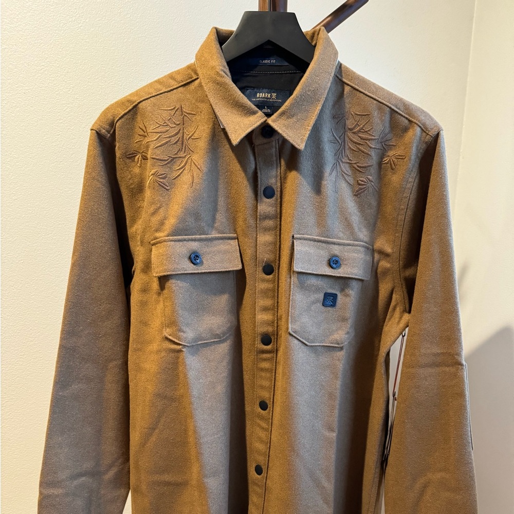 NWT | Roark Nordsman Flannel Embroidered Dark Bronze